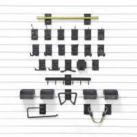 Optimize your garage space with the Extra Large Hook Bundle from Milwaukee Slatwall, including 26 specialized hooks for a complete organizational overhaul, perfect for securing all your essentials in one place.