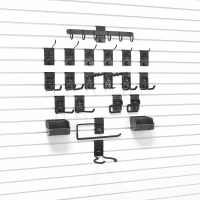 Elevate your garage with the Large Hook Bundle from Milwaukee Slatwall: A comprehensive set of 21 hooks, meticulously chosen for ultimate organization and flexibility on your slatwall.