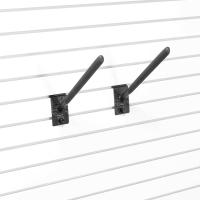 12″ Angled Hook Bracket holding a snowboard on MKE Slatwall panels.