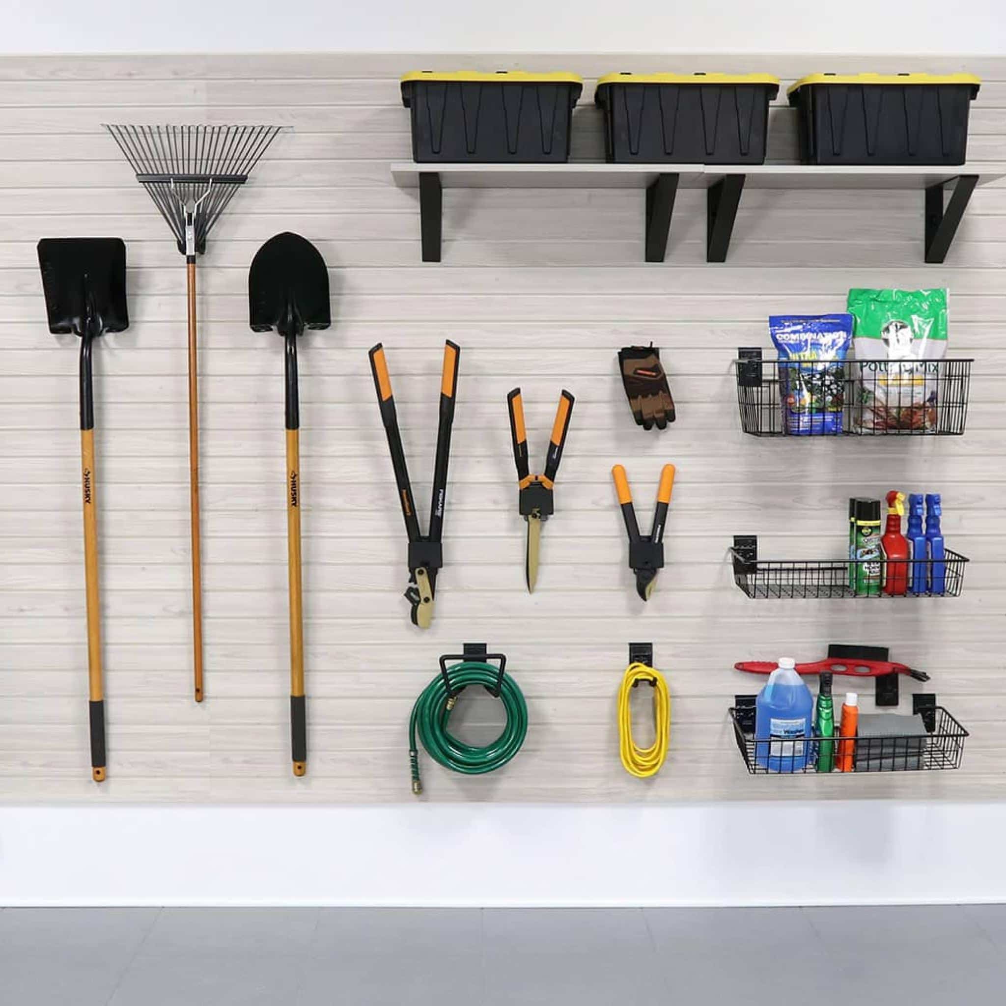 Efficient garage storage with Milwaukee Slatwall system
