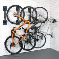 Vertical storage solution for fat tire bikes using Steadyrack on slatwall