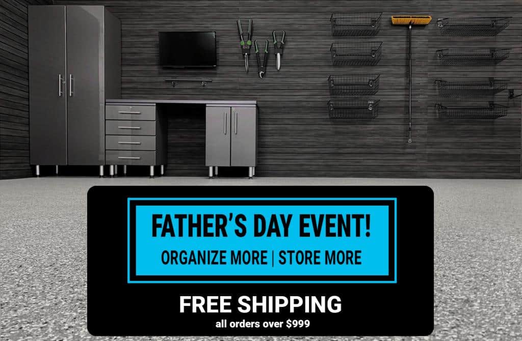 MKE Slatwall garage storage sale featuring heavy-duty garage slatwall panels and organization accessories