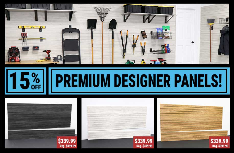 Waterproof PVC garage slatwall panels with designer finishes for garage organization and wall storage
