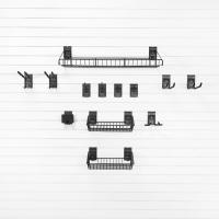Garage shovel storage with slatwall accessories