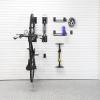 Two road bikes stored on Steadyrack Classic Bike Racks in a garage