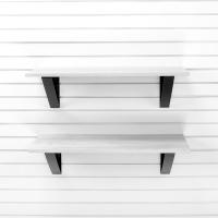 Garage shelf two pack with PVC laminate finish matching slatwall panels